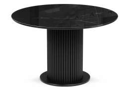 Керамический стол Фостер 120(160)х120х76 черный мрамор / черный (120x76)