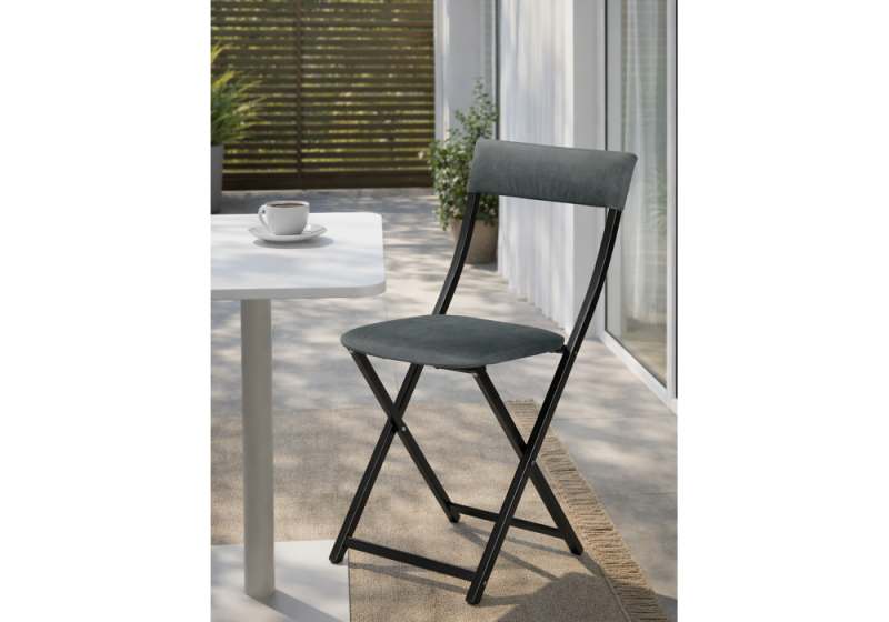 Стул на металлокаркасе Elevis темно-серый / черный (38,5x52,5x77,5)