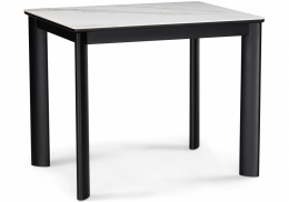 Керамический стол Кина 90(130)х65х76 alpine white / черный (65x76)