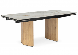 Керамический стол Монерон 180(240)x90 calacatta gold / дуб монтана (90x77)