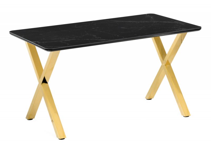 Керамический стол Селена 3 160х90 черный мрамор / золото (90x77). 
