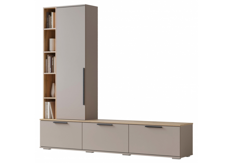 ТВ-тумба Филеста кашемир / дуб вотан (200,6x37x186,2). 