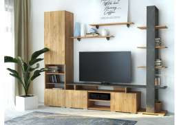 Готовые гостиные Frenchie дуб золотой / камень темный (248,3x39,6x200)