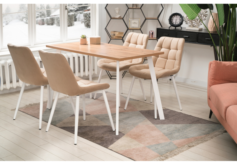 Стол деревянный Тринити Лофт 120x80x75 дуб крафт золотой / белый матовый (80x75)